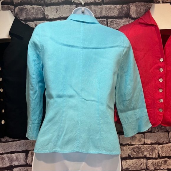 Talbots Set Of 3 Linen Button Down Blouses Size 2 - Picture 4 of 9